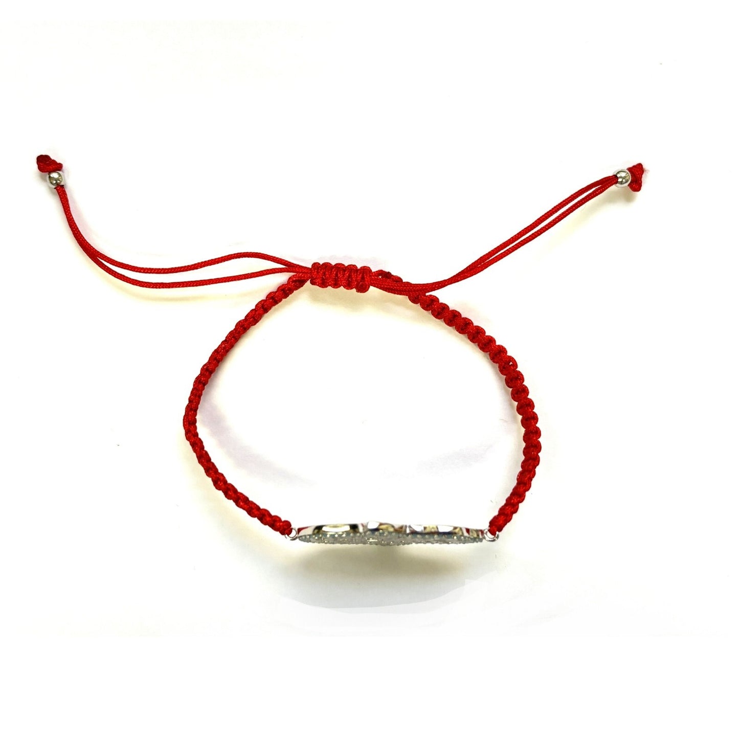 925 Sterling Silver  C Z Hamsa Bracelet 6" Adjustable to 11"