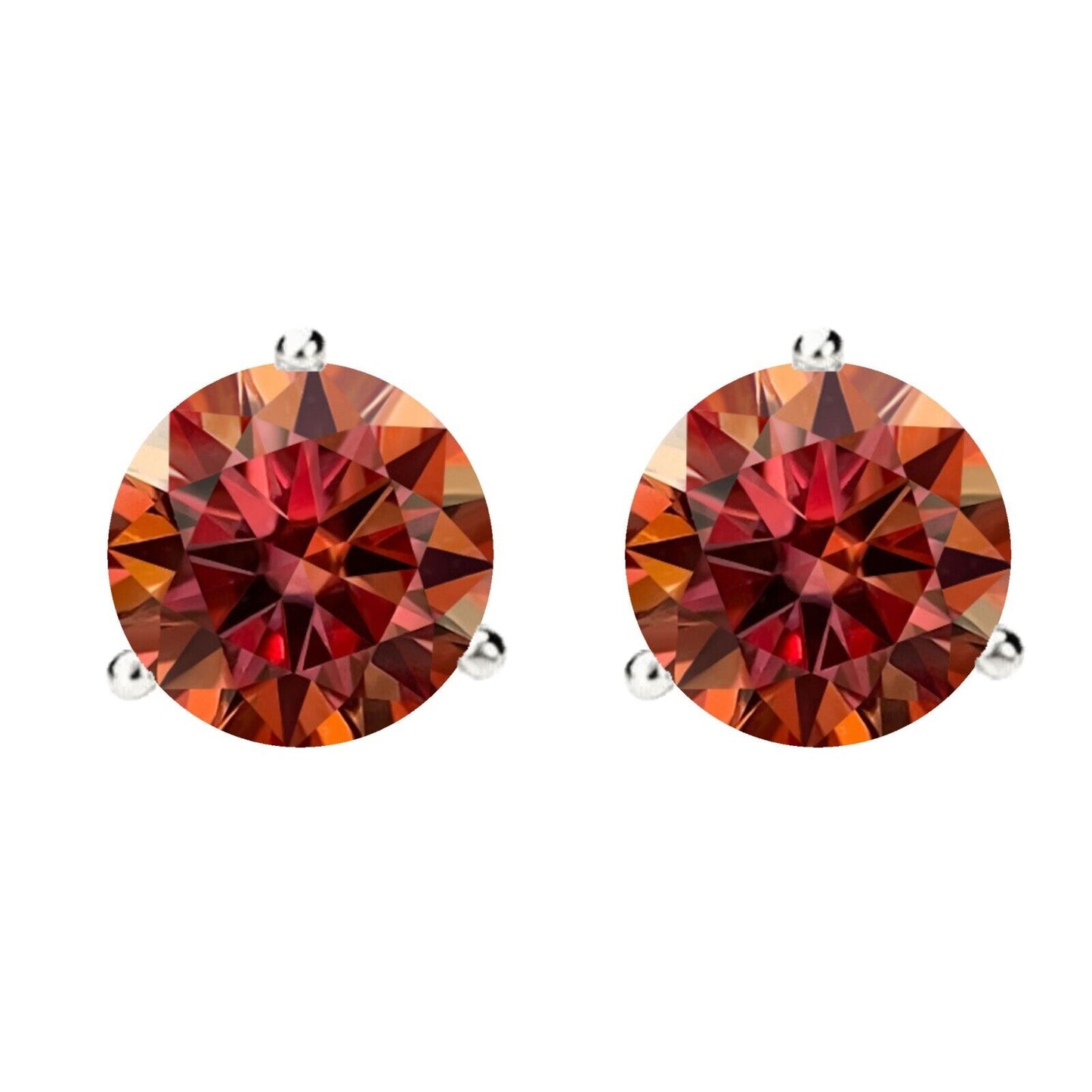 14K Gold GRA CertifiedD-VVS1 Watermelon Red Moissanite ScrewBack Stud Earrings