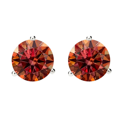 14K Gold GRA CertifiedD-VVS1 Watermelon Red Moissanite ScrewBack Stud Earrings