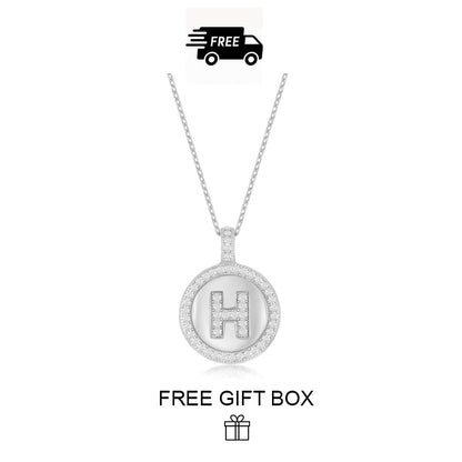 925 Sterling Silver Initial Letter Pendant With Cubic Zirconia