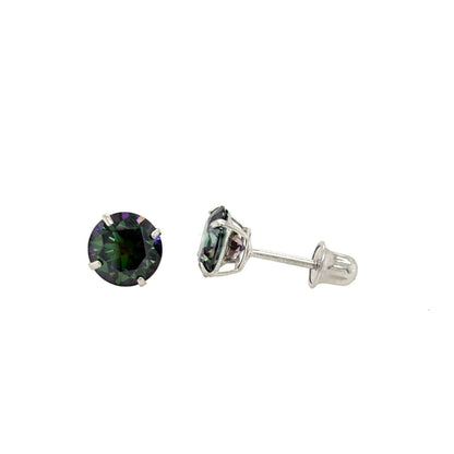 14K Gold GRA Certified D-VVS1 Rainbow Green Moissanite Screw Back Studs Earrings