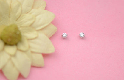 Genuine Lab Grown Diamond Stud Screw Back Earrings in 14k White Gold
