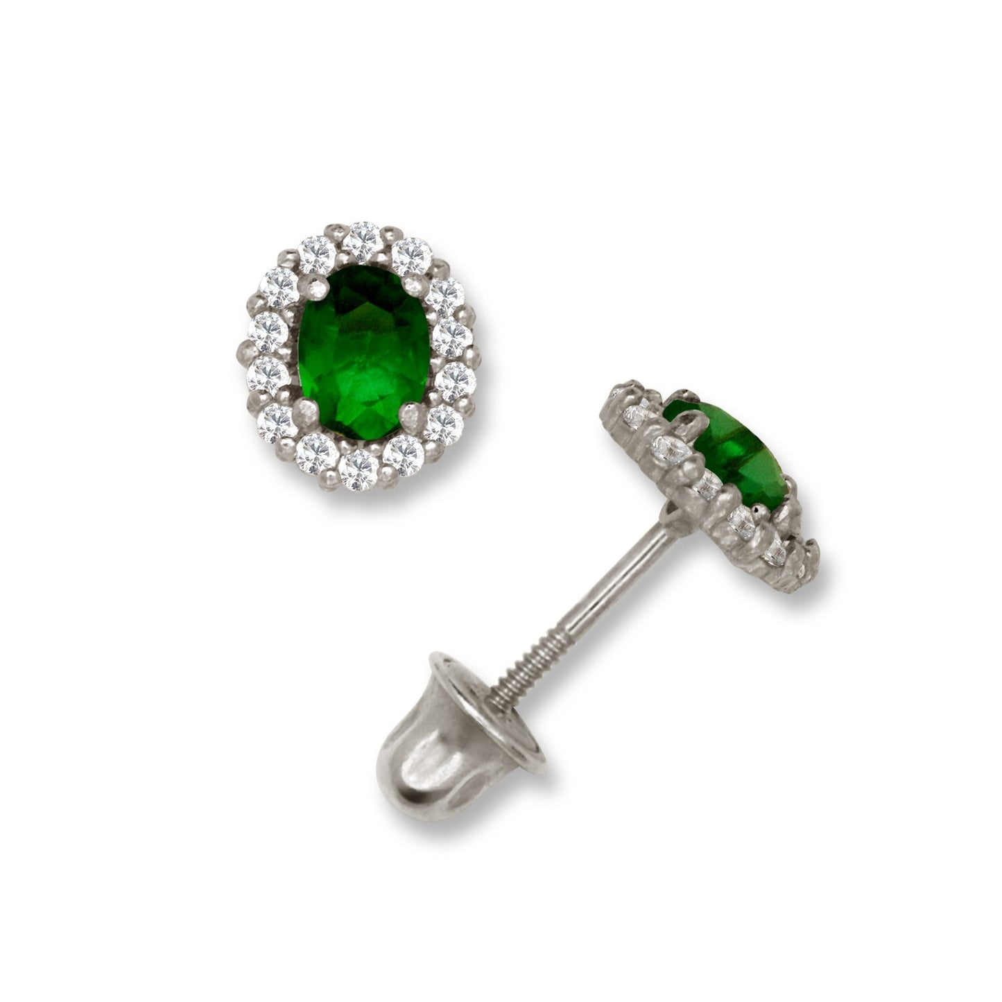 14K Yellow & White Gold Oval Shaped Gorgeous Stud Earrings Women for Women