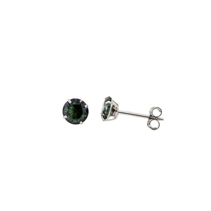 14K Gold GRA Certified D-VVS1 Rainbow Green Moissanite Push Back Studs Earrings