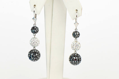 .925 Sterling Silver Sparkle Leverback Dangle Earrings w/Genuine Czech Crystals