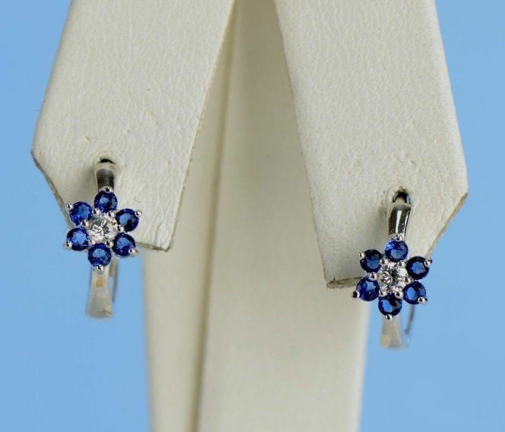 Sterling Silver 925 Flower Huggies Hoop Earring Birthstone