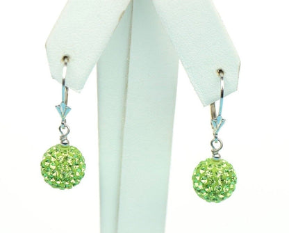 .925 Sterling Silver Sparkle Leverback Dangle Earrings w/Genuine Czech Crystals