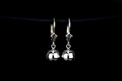 Sterling Silver Dangle Polished Ball Leverback Pierced Earrings