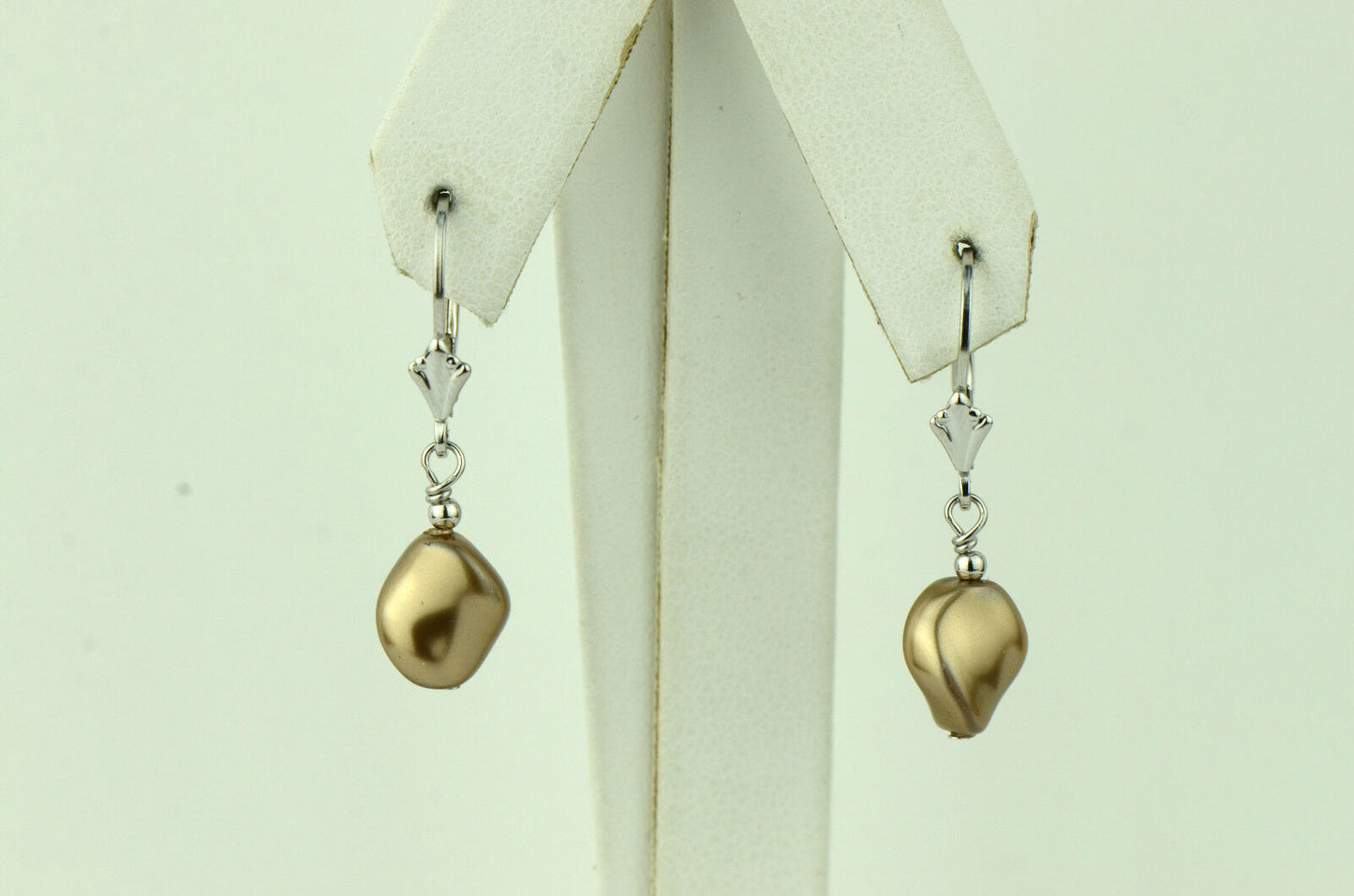 Sterling Silver Pearl Crystallized Crystal dangle drop earrings