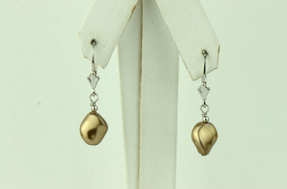 Sterling Silver Pearl Crystallized Crystal dangle drop earrings