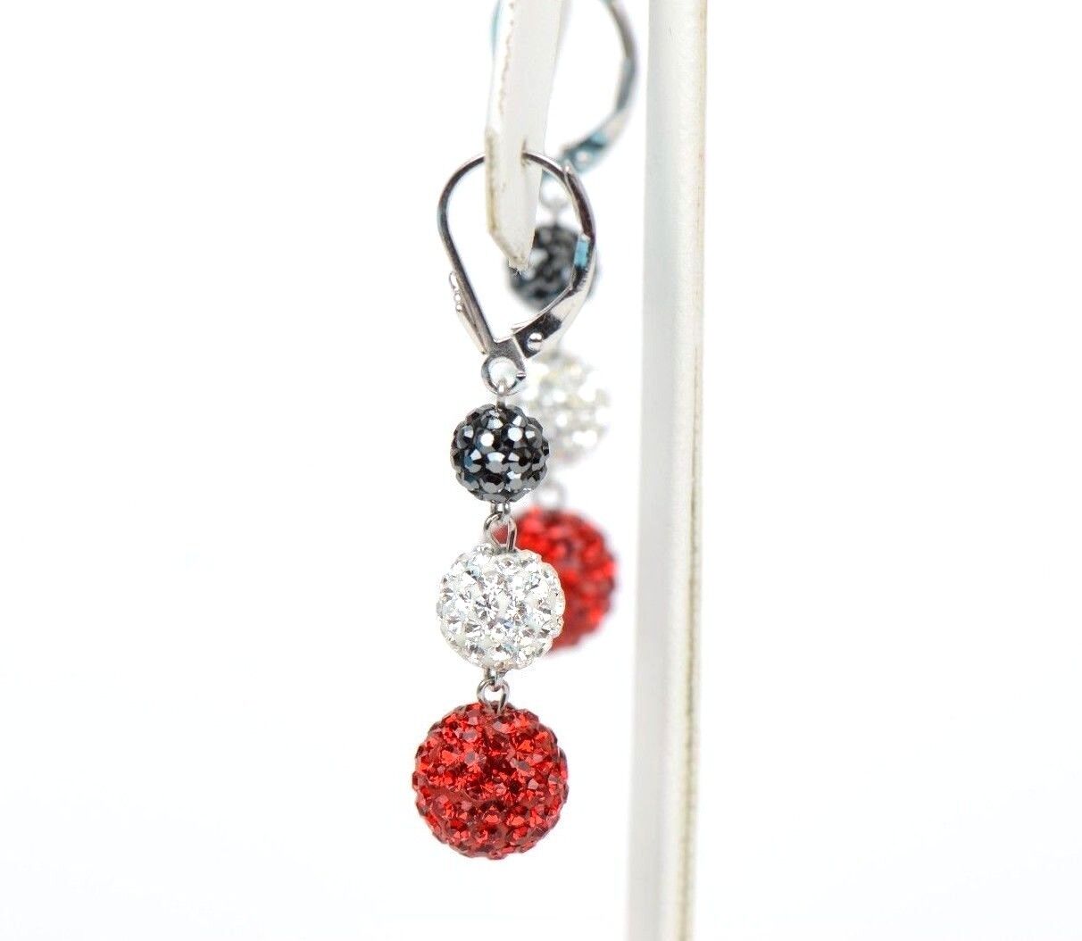 .925 Sterling Silver Sparkle Leverback Dangle Earrings w/Genuine Czech Crystals