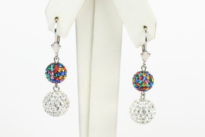 .925 Sterling Silver Sparkle Leverback Dangle Earrings w/Genuine Czech Crystals