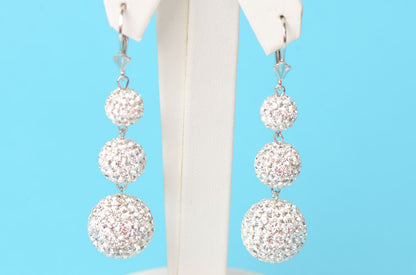 .925 Sterling Silver Sparkle Leverback Dangle Earrings Genuine Czech Crystals