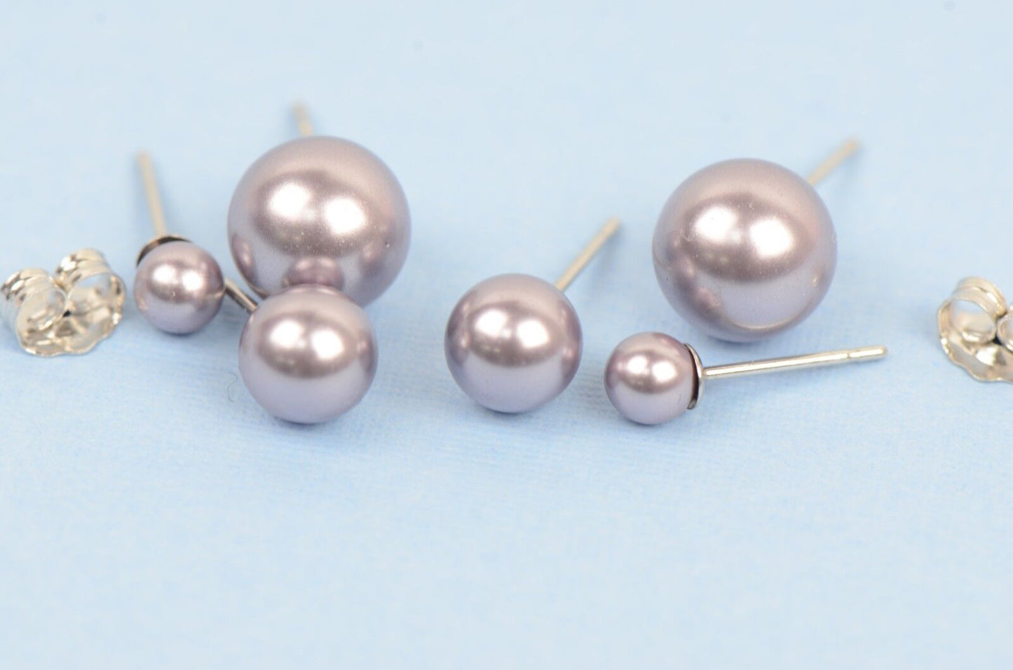 Swarovski Purple Pearls Sterling Silver 925 Stud Earrings