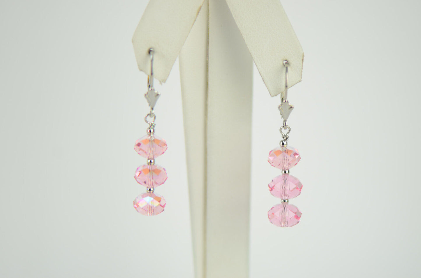 Three Color Crystal Dangle Drop earrings Sterling Silver 925