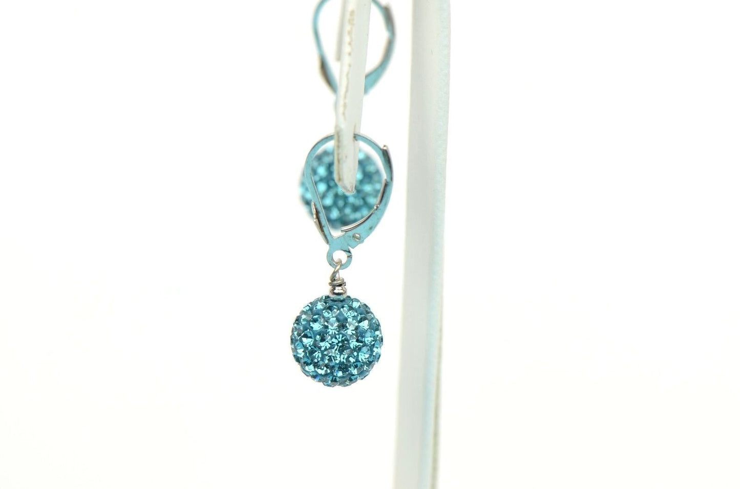 .925 Sterling Silver Sparkle Leverback Dangle Earrings w/Genuine Czech Crystals