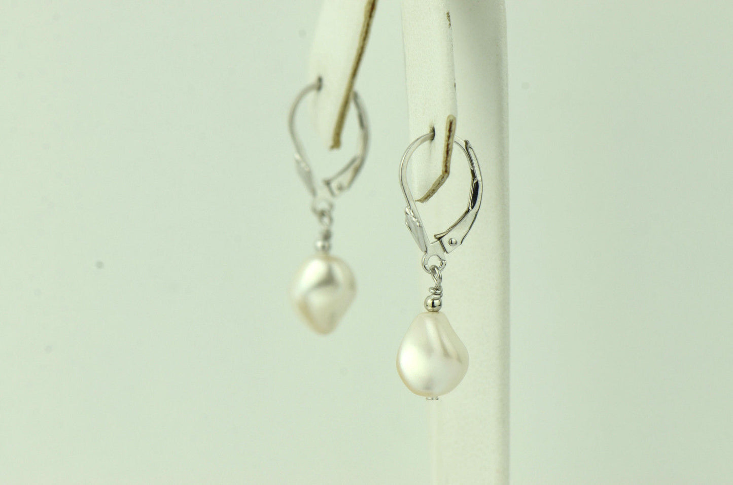 Sterling Silver Pearl Crystallized Crystal dangle drop earrings