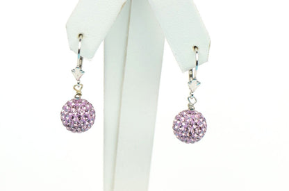 .925 Sterling Silver Sparkle Leverback Dangle Earrings w/Genuine Czech Crystals