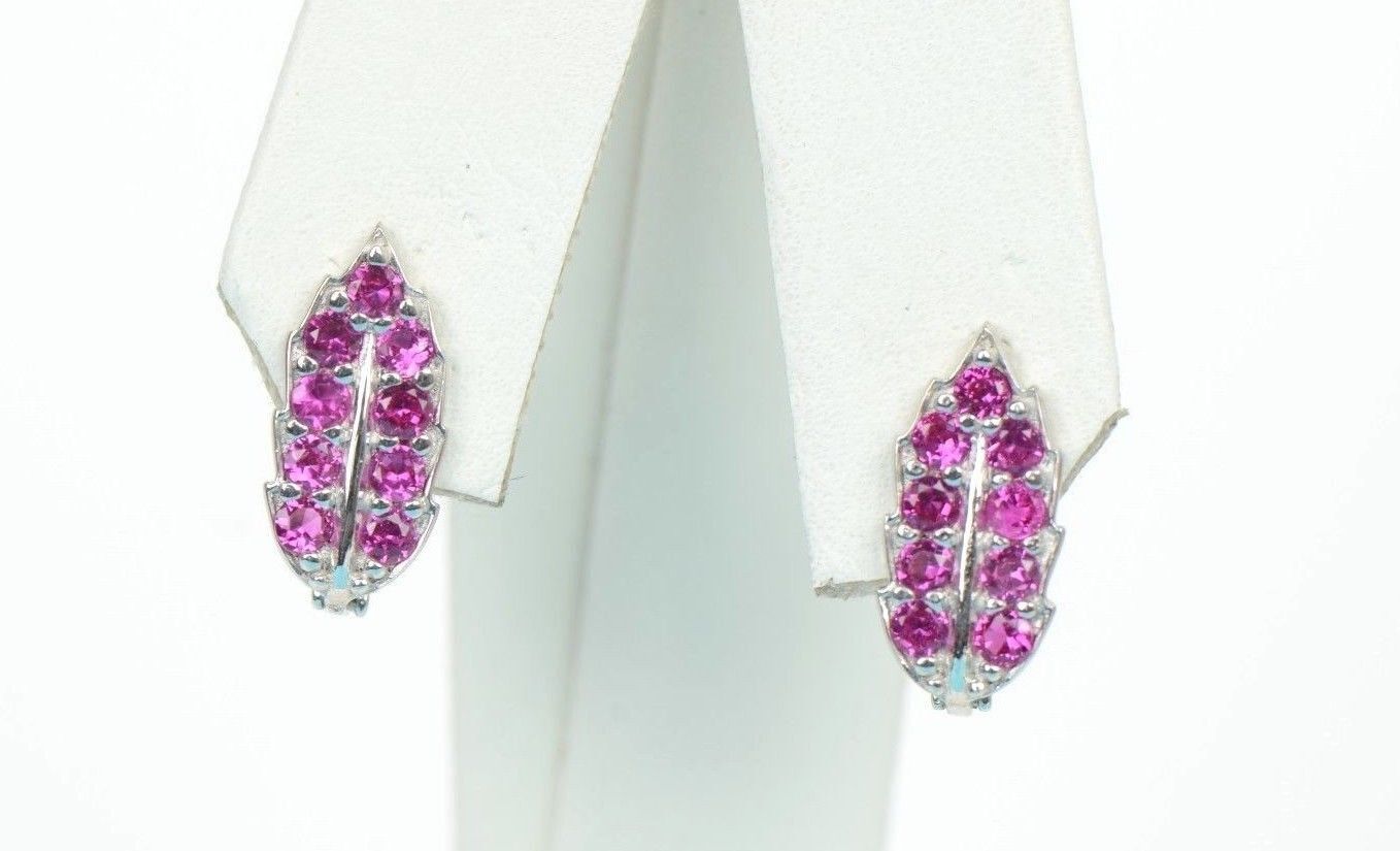 Sterling Silver 925 Birthstone Leaf Leverback Earrings