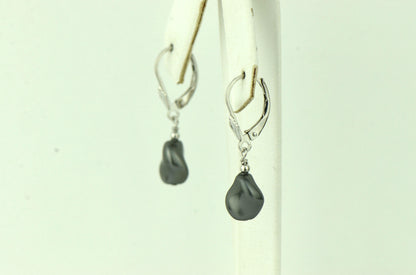 Sterling Silver Pearl Crystallized Crystal dangle drop earrings