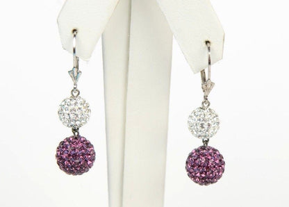 .925 Sterling Silver Sparkle Leverback Dangle Earrings w/Genuine Czech Crystals