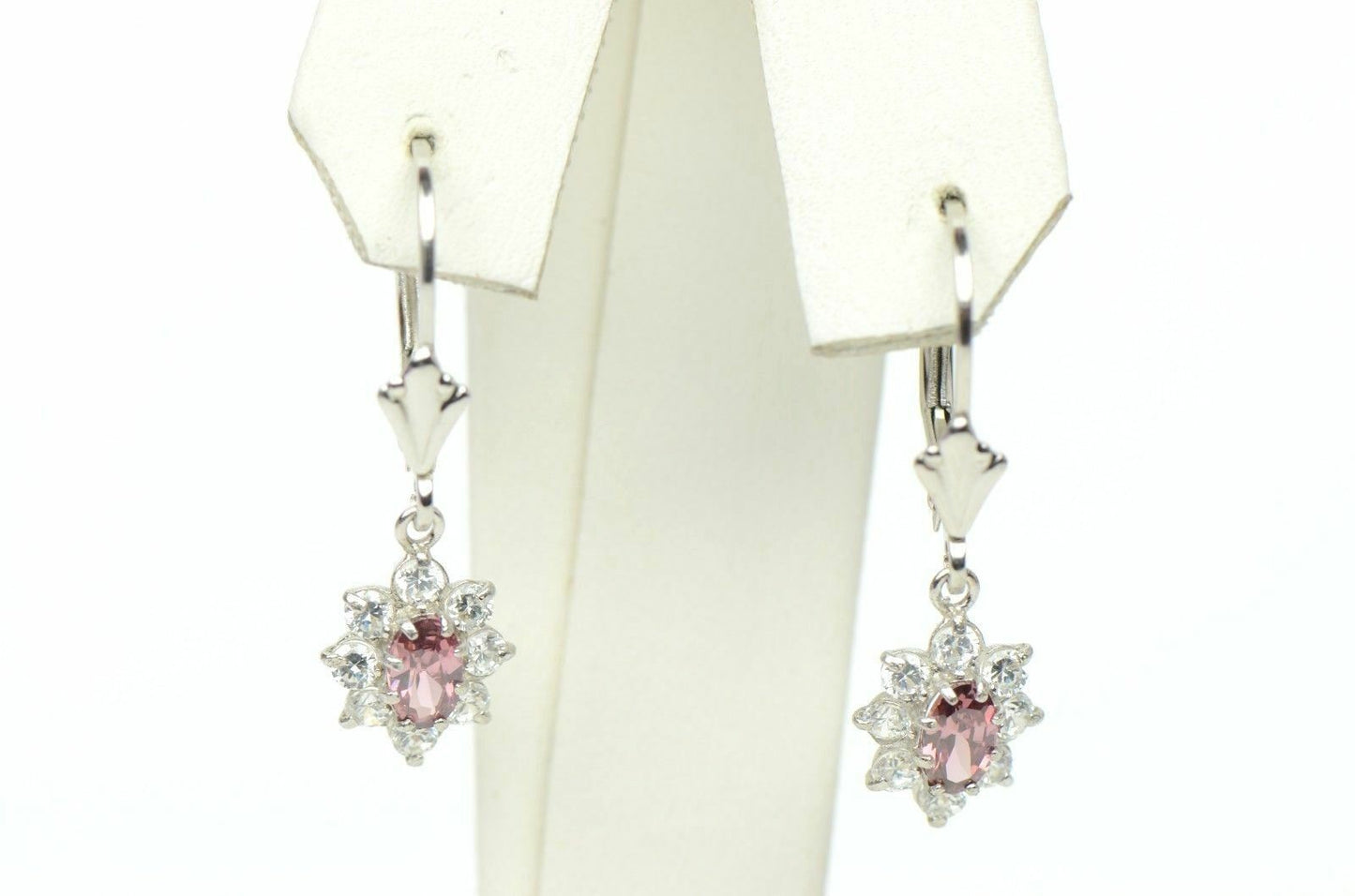 Sterling Silver 925 Flower Cz Stone Cubic Zirconia Earrings