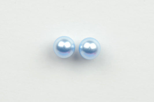 Swarovski blue Pearl Stud Earrings Crystal 925 Sterling Silver