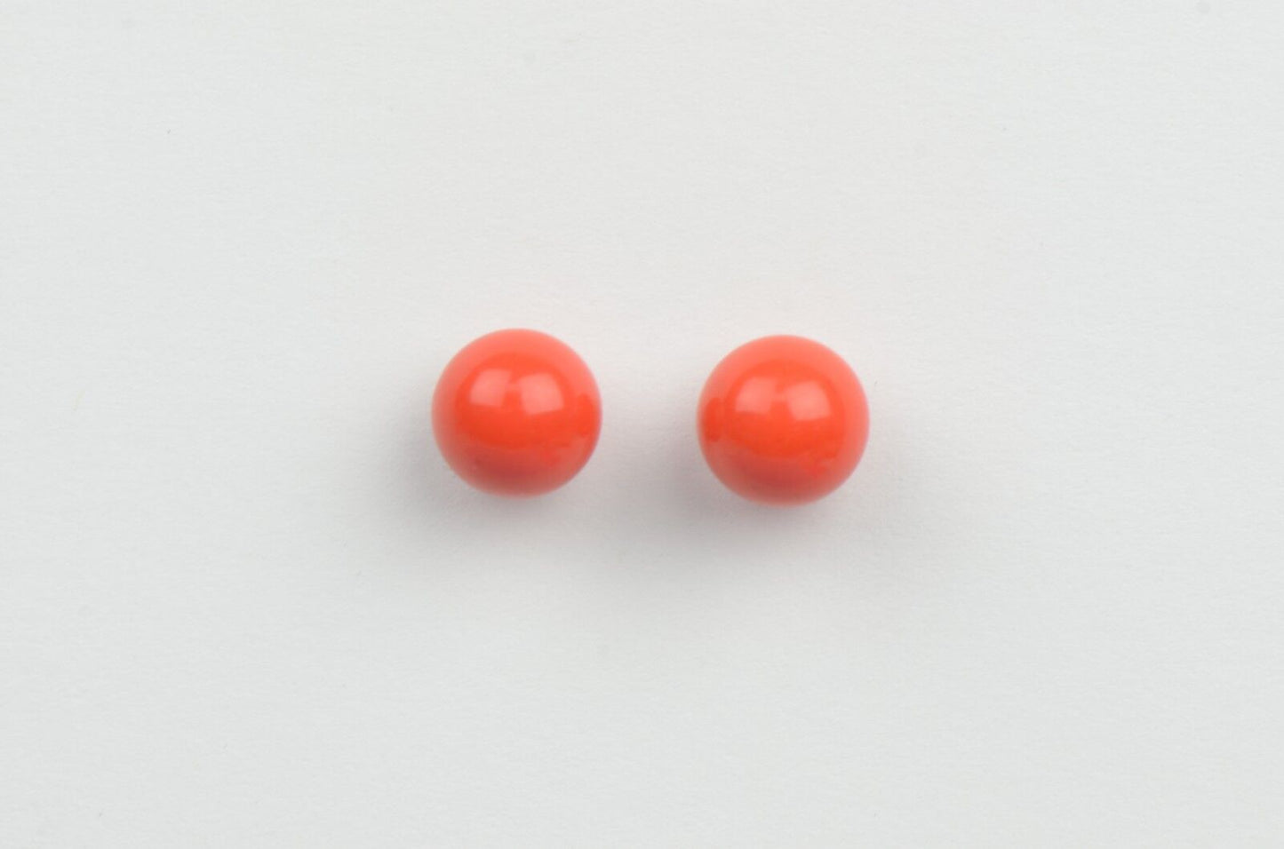 Sterling Silver 925 Red Round Coral Stud Earrings 4-10mm