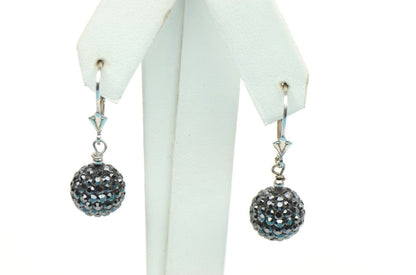 .925 Sterling Silver Sparkle Leverback Dangle Earrings w/Genuine Czech Crystals