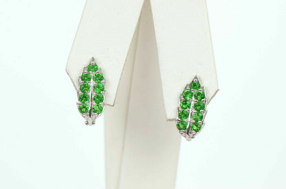 Sterling Silver 925 Birthstone Leaf Leverback Earrings