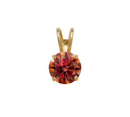 14K Gold GRA Certified D-VVS1 Round Watermelon Red Moissanite Pendant