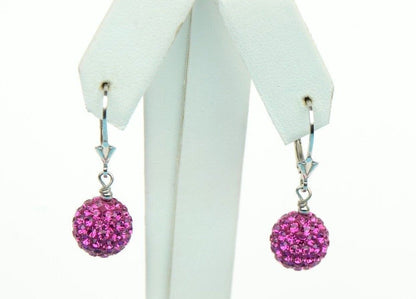 .925 Sterling Silver Sparkle Leverback Dangle Earrings w/Genuine Czech Crystals