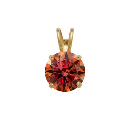 14K Gold GRA Certified D-VVS1 Round Watermelon Red Moissanite Pendant