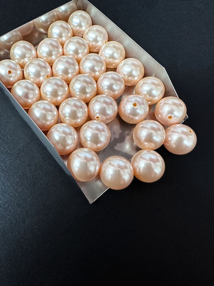 Half Drilled Round Bead Swarovski Crystal Peach Pearls