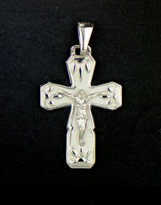 Sterling Silver Jesus Cross Flower Pendant 925