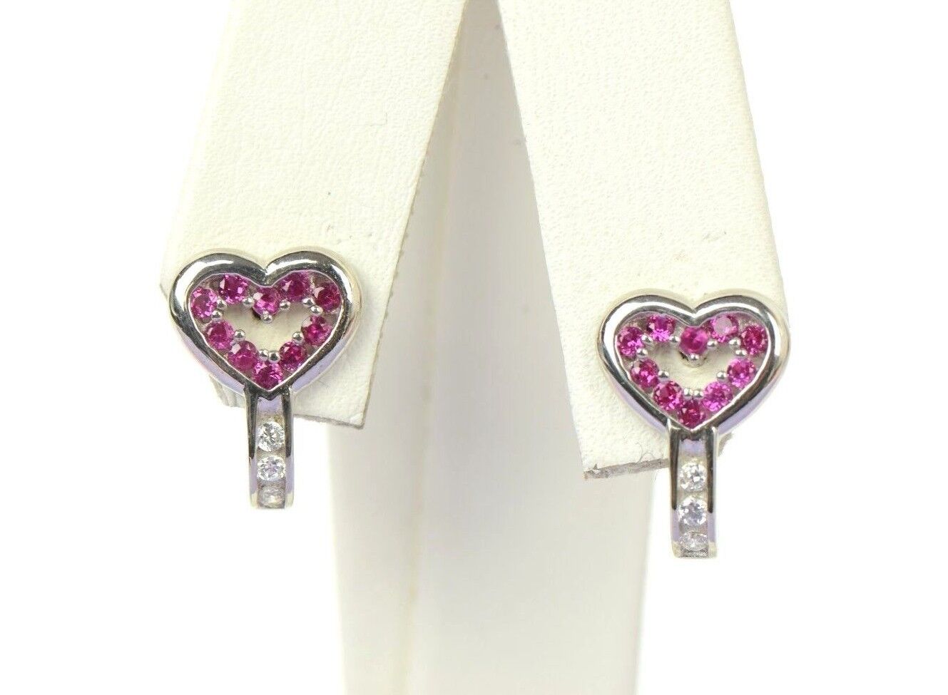 Sterling Silver 925 CZ Heart shaped Leverback Earrings with 12 month Birthstone