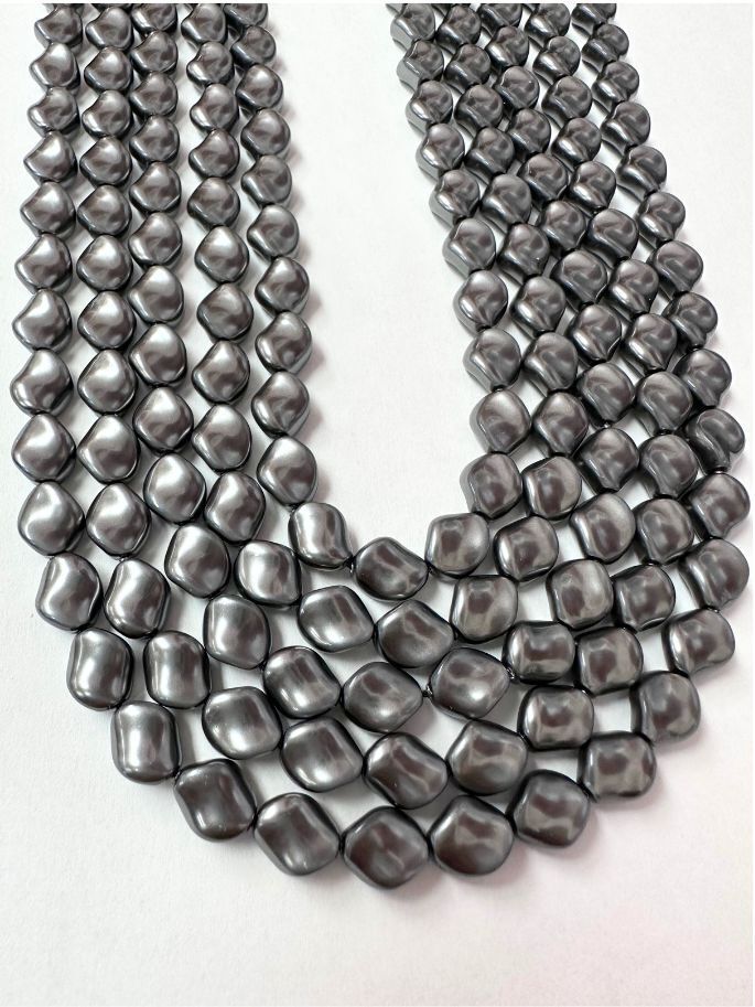 Curve Twist Bead Swarovski Crystal Pearls Dark Grey 9x8mm