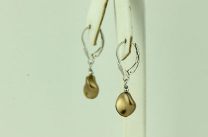 Sterling Silver Pearl Crystallized Crystal dangle drop earrings