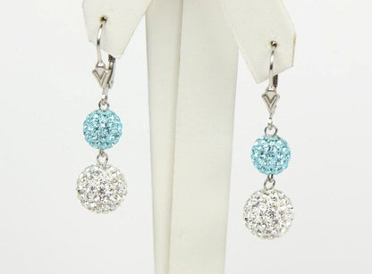 .925 Sterling Silver Sparkle Leverback Dangle Earrings w/Genuine Czech Crystals