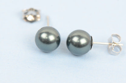 Sterling Silver 925 Stud Pearls Earrings With Swarovski handmade Pearls