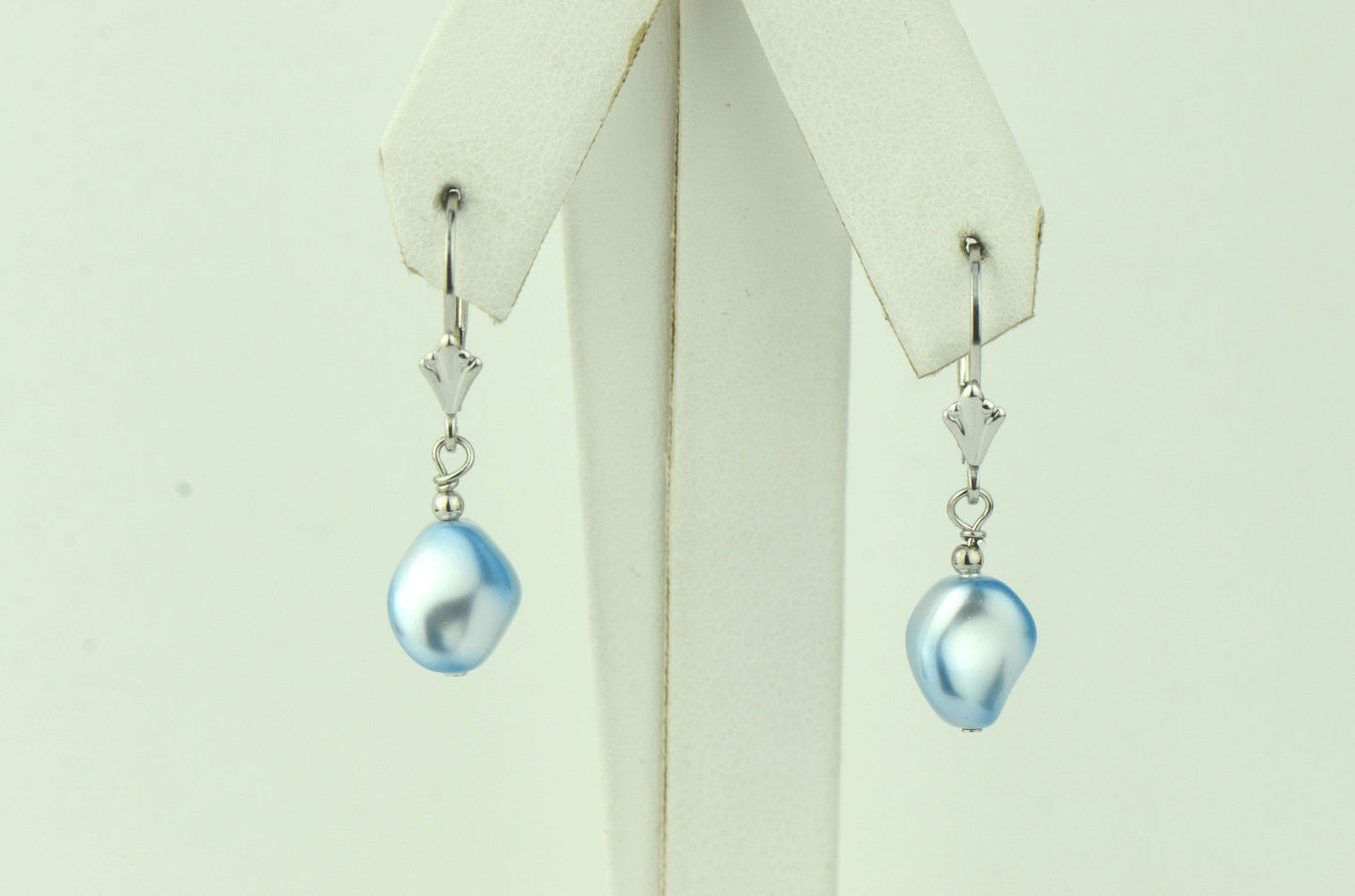 Sterling Silver Pearl Crystallized Crystal dangle drop earrings