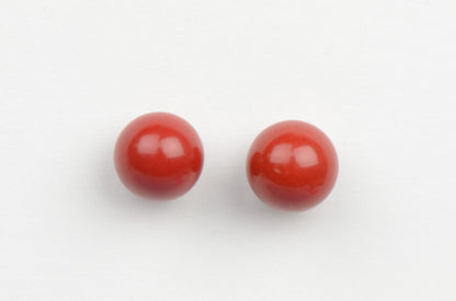 Sterling Silver 925 Red Round Coral Stud Earrings 4-8mm with Push Back