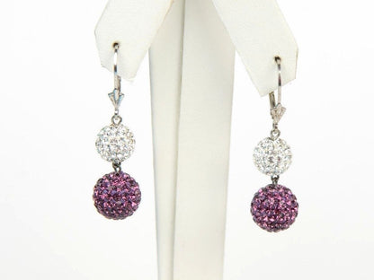 .925 Sterling Silver Sparkle Leverback Dangle Earrings w/Genuine Czech Crystals