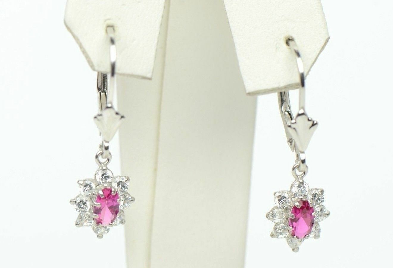 Sterling Silver 925 Flower Cz Stone Cubic Zirconia Earrings