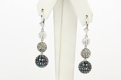 .925 Sterling Silver Sparkle Leverback Dangle Earrings w/Genuine Czech Crystals