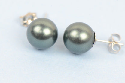 Sterling Silver 925 Stud Pearls Earrings With Swarovski handmade Pearls