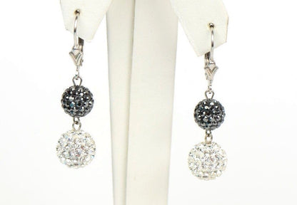 .925 Sterling Silver Sparkle Leverback Dangle Earrings w/Genuine Czech Crystals