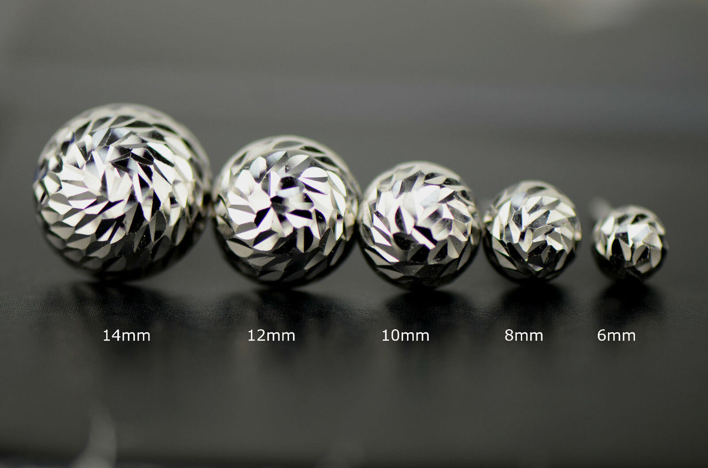 Silver ball sterling earrings 925 stud italian