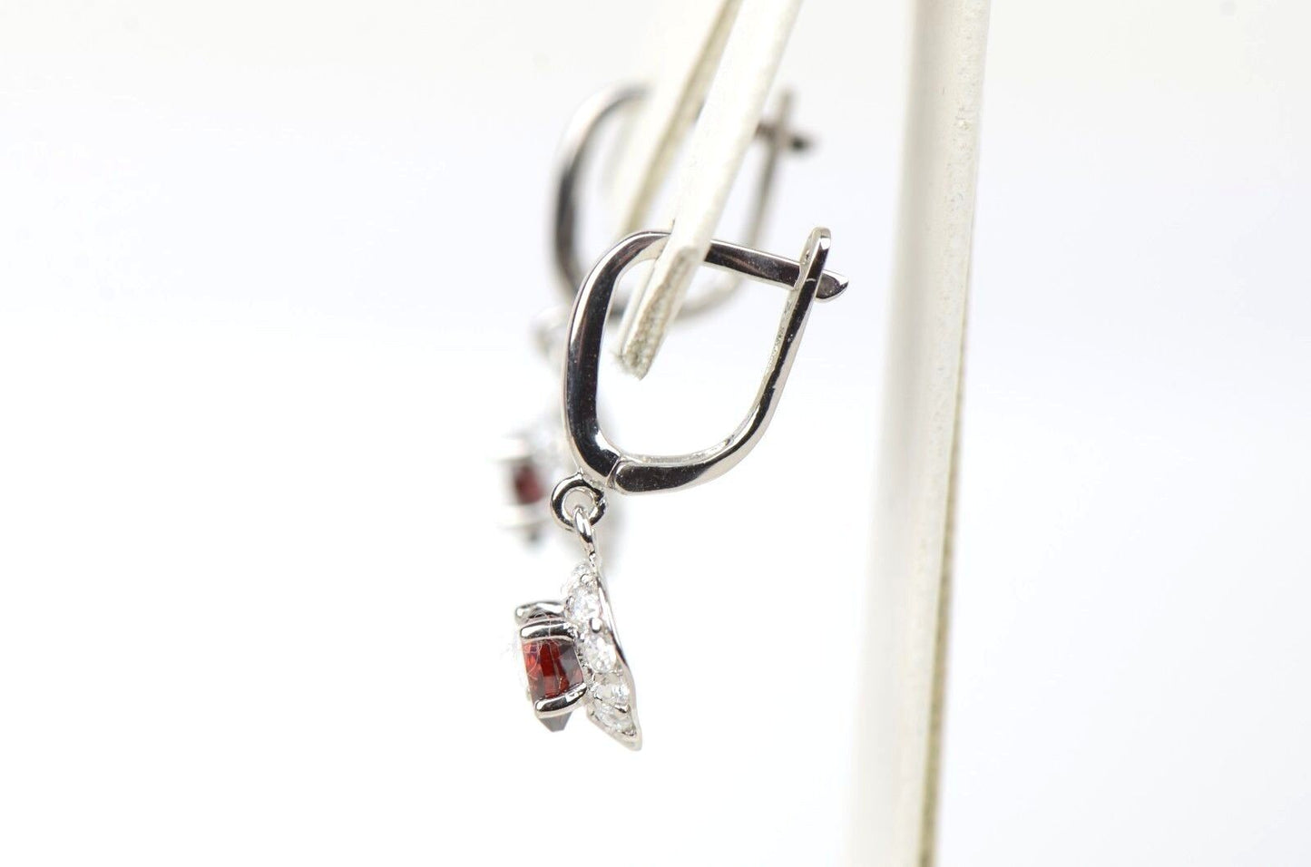 Sterling Silver Heart CZ Dangle Earrings