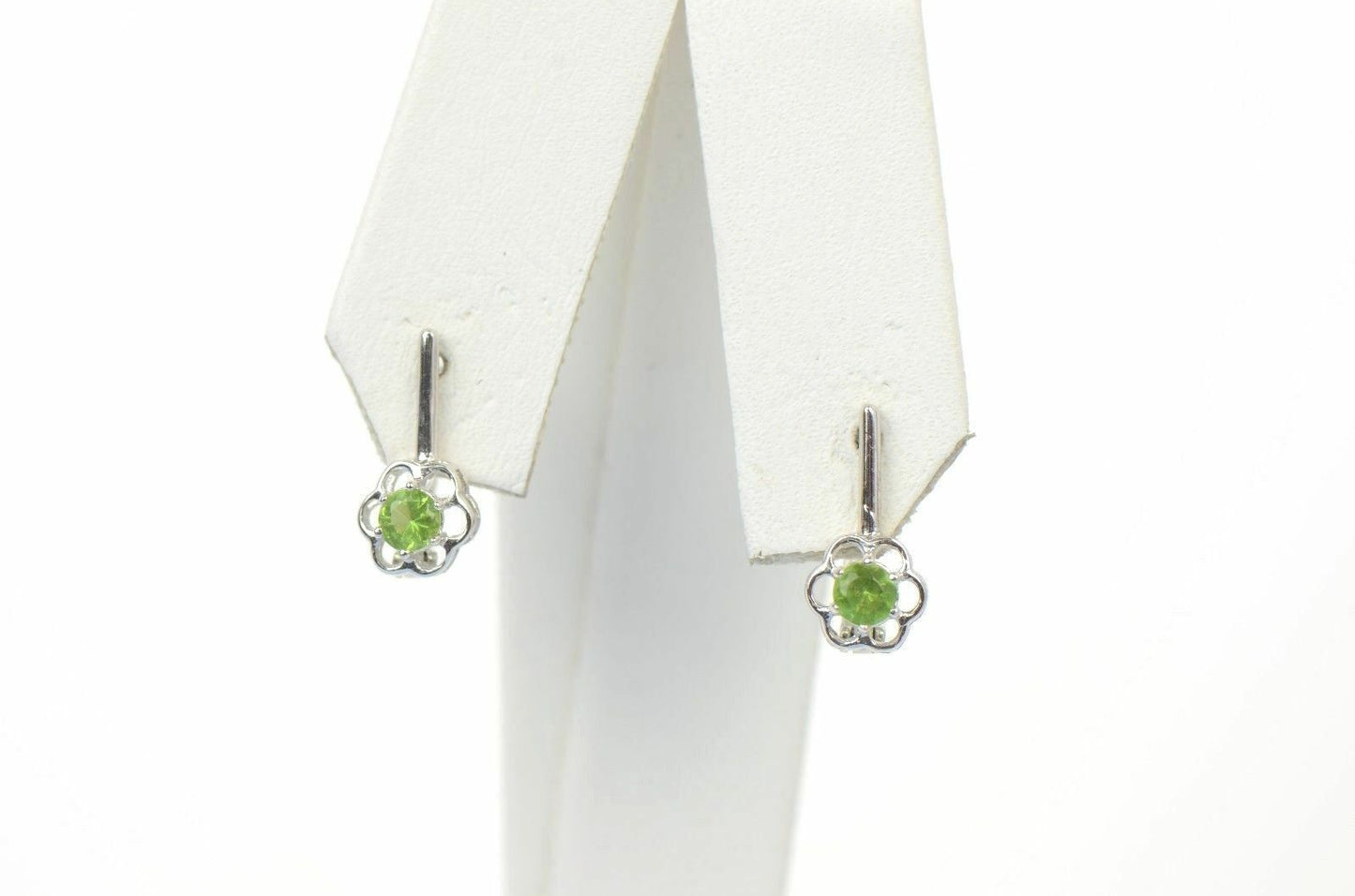 Sterling Silver 925 Cubic Zirconia CZ Dangling Birthstone Flower Earrings